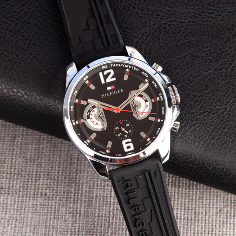 Tommy Hilfiger Black Silicone Multi-function Men's Watch